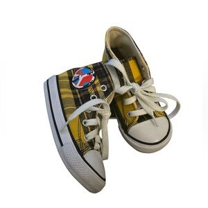 Converse Chuck Taylor Sneakers Plaid Yellow/World Peace Black Infant Size 6